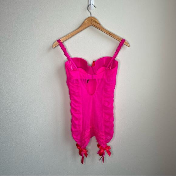 Victoria's Secret "Sexy Little Things" Hot Pink Corset Lingerie Bustier 34C - Picture 9 of 10